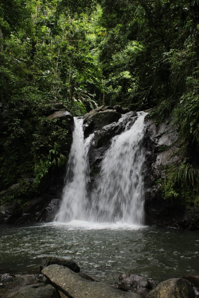 pexels photo 30521871 30521871 A beautiful waterfall cascades amidst lush tropical vegetation, offering a serene natural retreat.